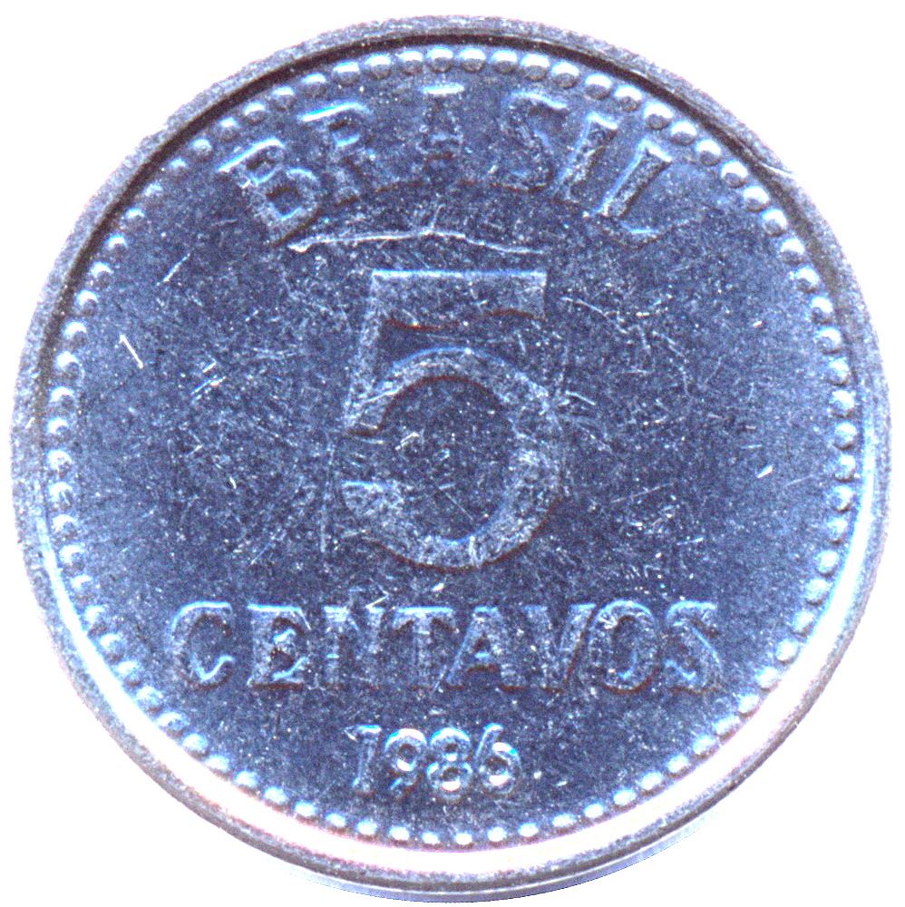 Brazil 5 Centavos Coin KM601 1986 - 1988