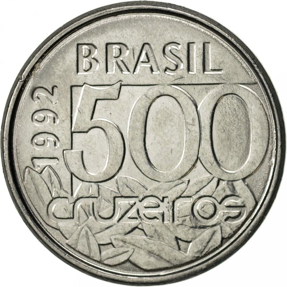 Brazil 500 Cruzeiros Coin KM624 1992 - 1993