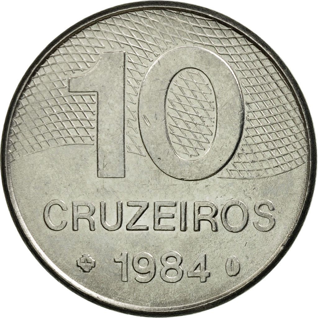 Brazilian 10 Cruzeiros Coin | KM592.1 | Brazil's main roads map | 1980 - 1984