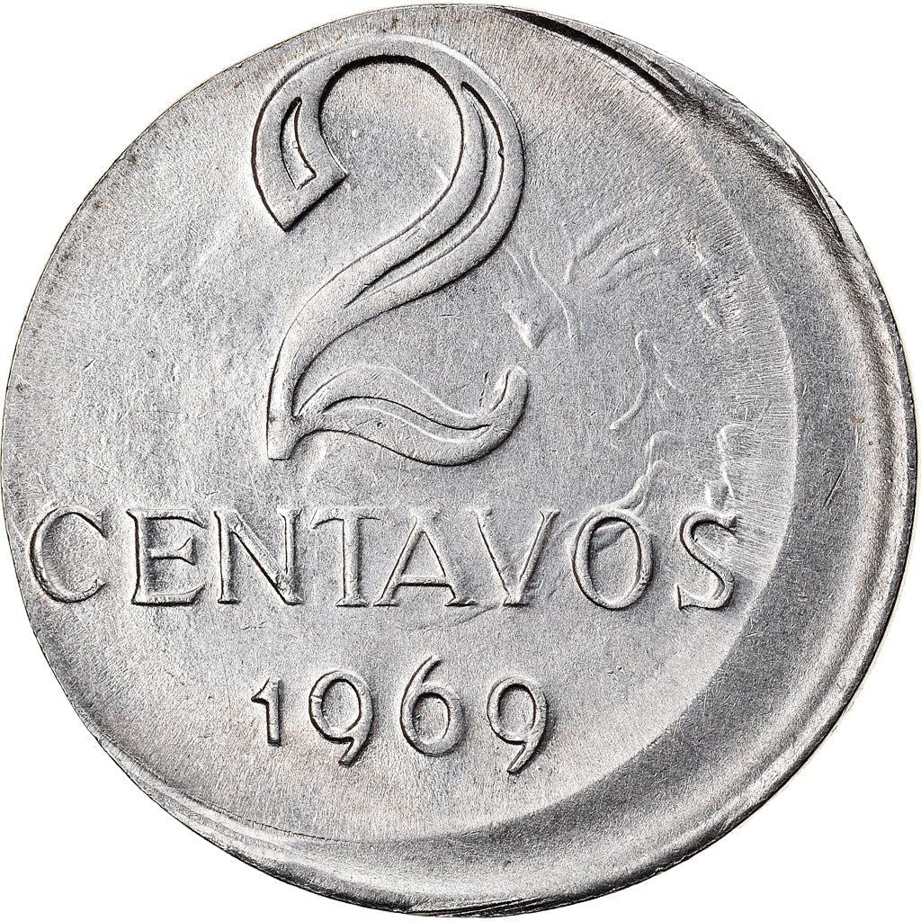 Brazilian 2 Centavos Coin | KM576.2 | Brazil's effigy of Liberty | 1969 - 1975