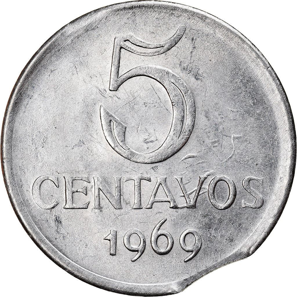 Brazilian 5 Centavos Coin | KM577.2 | Brazil's effigy of Liberty | 1969 - 1975