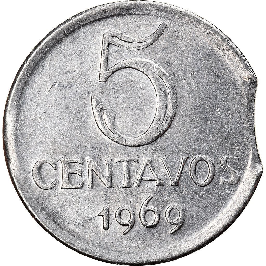 Brazilian 5 Centavos Coin | KM577.2 | Brazil's effigy of Liberty | 1969 - 1975