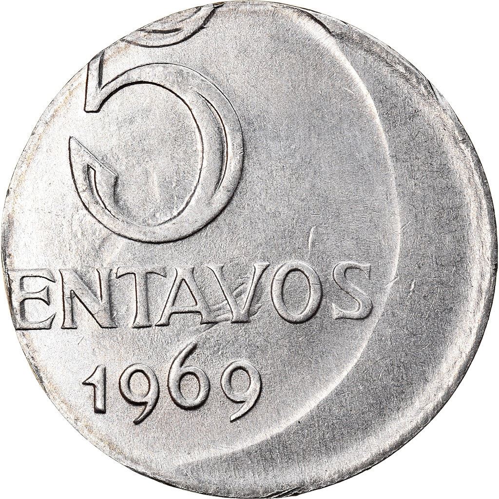 Brazilian 5 Centavos Coin | KM577.2 | Brazil's effigy of Liberty | 1969 - 1975