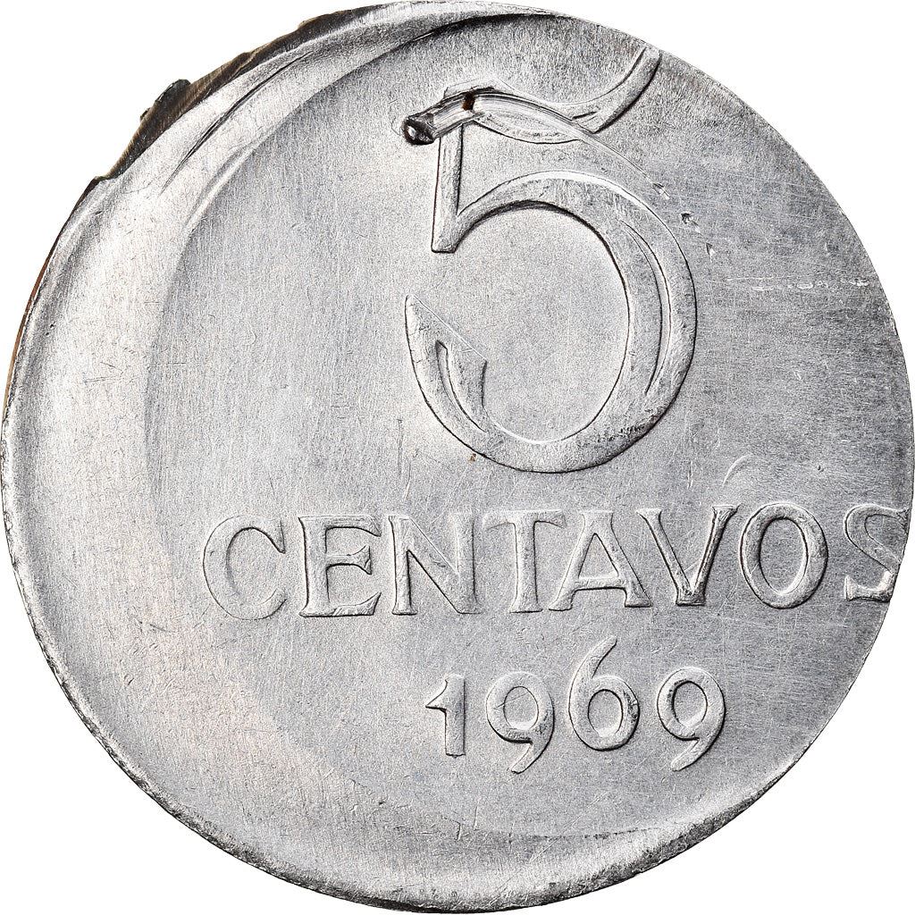 Brazilian 5 Centavos Coin | KM577.2 | Brazil's effigy of Liberty | 1969 - 1975