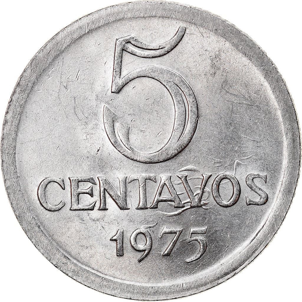 Brazilian 5 Centavos Coin | KM577.2 | Brazil's effigy of Liberty | 1969 - 1975