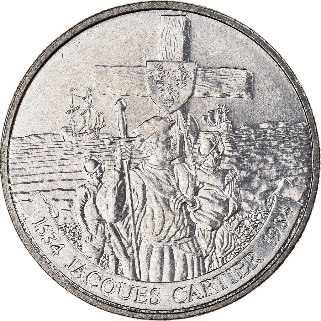 Canada 1 Dollar Coin | Queen Elizabeth II | Jacques Cartier | Ship | Soldier | KM141 | 1984