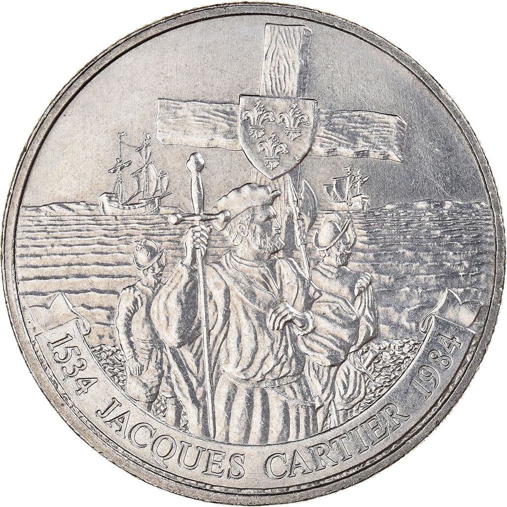 Canada 1 Dollar Coin | Queen Elizabeth II | Jacques Cartier | Ship | Soldier | KM141 | 1984