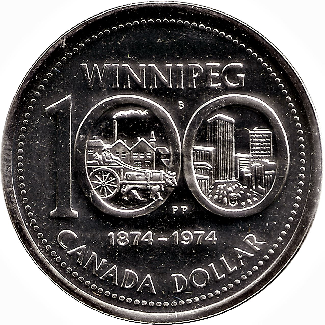 Canada | 1 Dollar Coin | Queen Elizabeth II | Winnipeg | KM88 | 1974