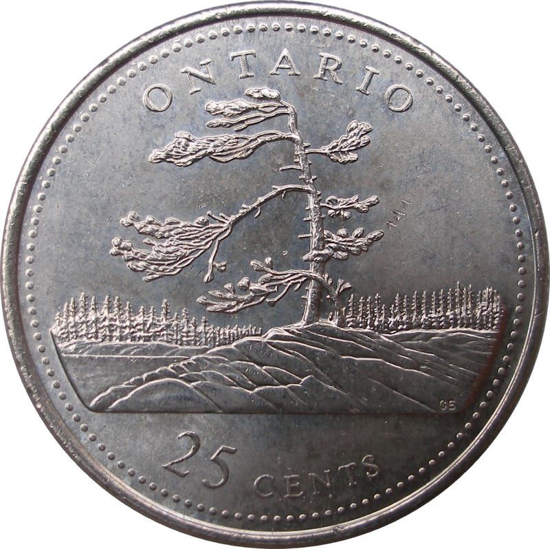 Canada 25 Cents Coin | Queen Elizabeth II | Jack Pine | KM223 | 1992