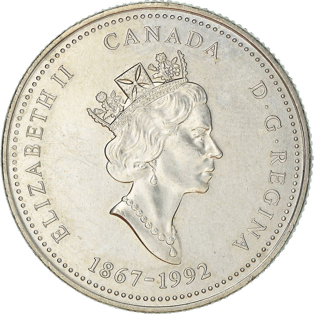 Canada 25 Cents Coin | Queen Elizabeth II | Kaskawulsh Glacier | KM220 | 1992