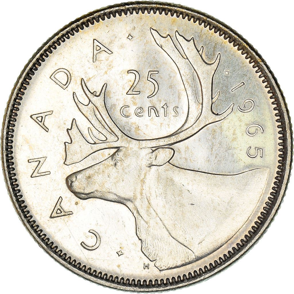 Canada 25 Cents Coin | Queen Elizabeth II | Reindeer | KM62 | 1965 - 1966