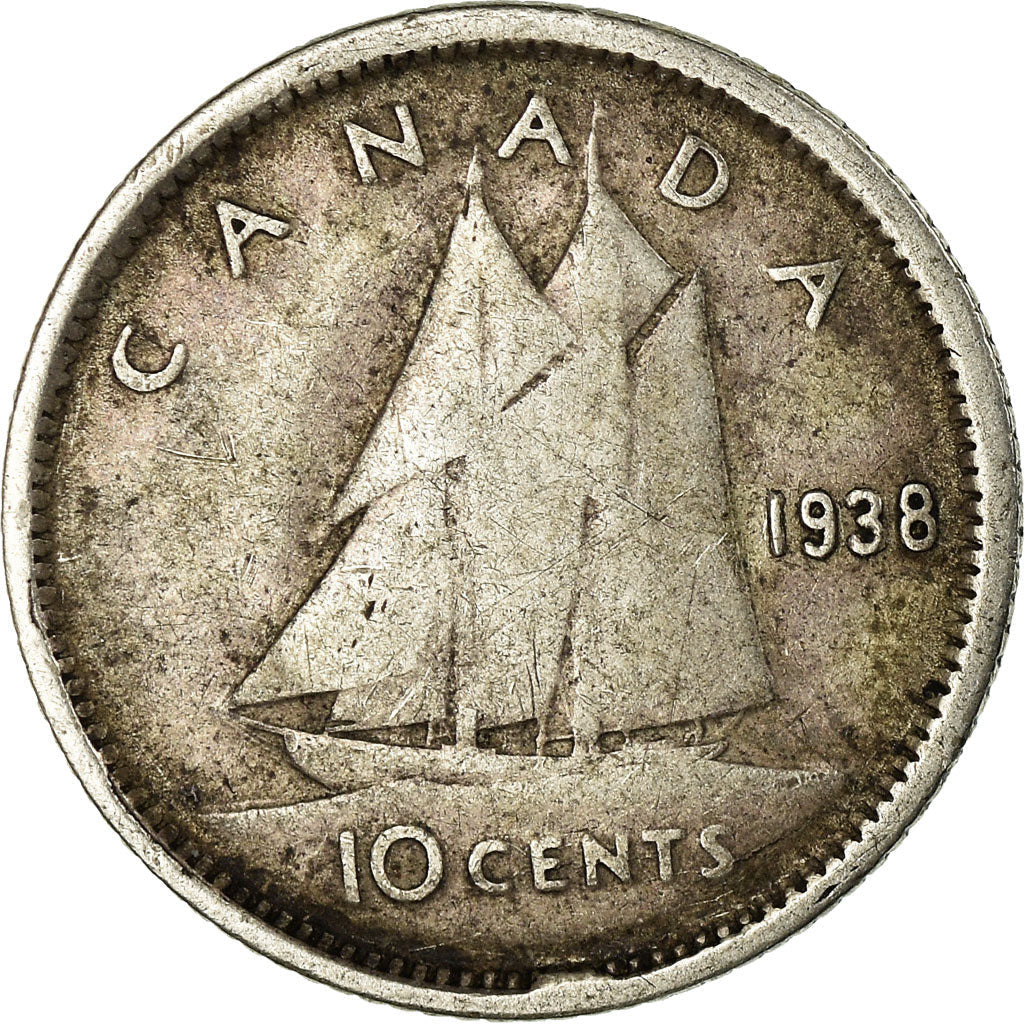 Canada Coin Canadian 10 Cents | King George VI | Bluenose Racing Ship | KM34 | 1937 - 1947