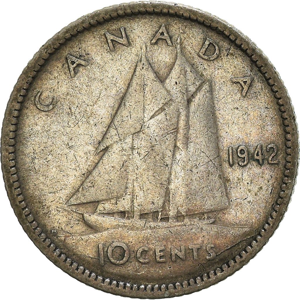 Canada Coin Canadian 10 Cents | King George VI | Bluenose Racing Ship | KM34 | 1937 - 1947