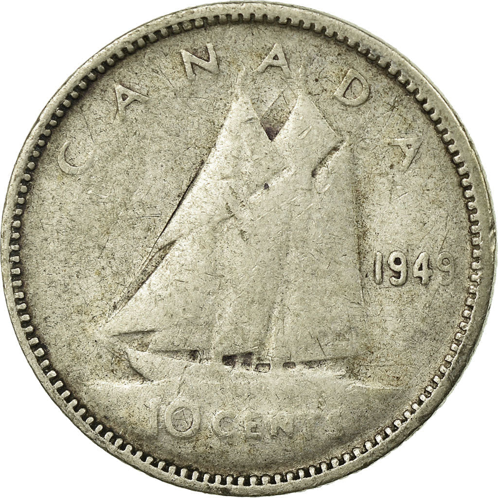 Canada Coin Canadian 10 Cents | King George VI | Bluenose Racing Ship | KM43 | 1948 - 1952