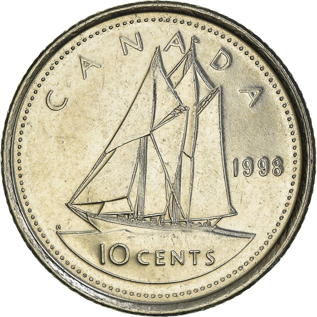 Canada Coin Canadian 10 Cents | Queen Elizabeth II | Bluenose Racing Ship | KM183 | 1990 - 2000