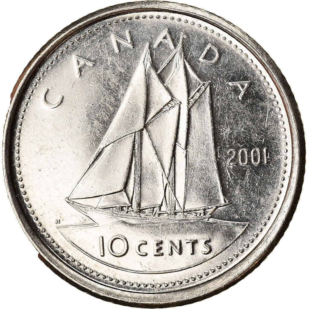 Canada Coin Canadian 10 Cents | Queen Elizabeth II | Bluenose Racing Ship | KM183b | 1999 - 2003