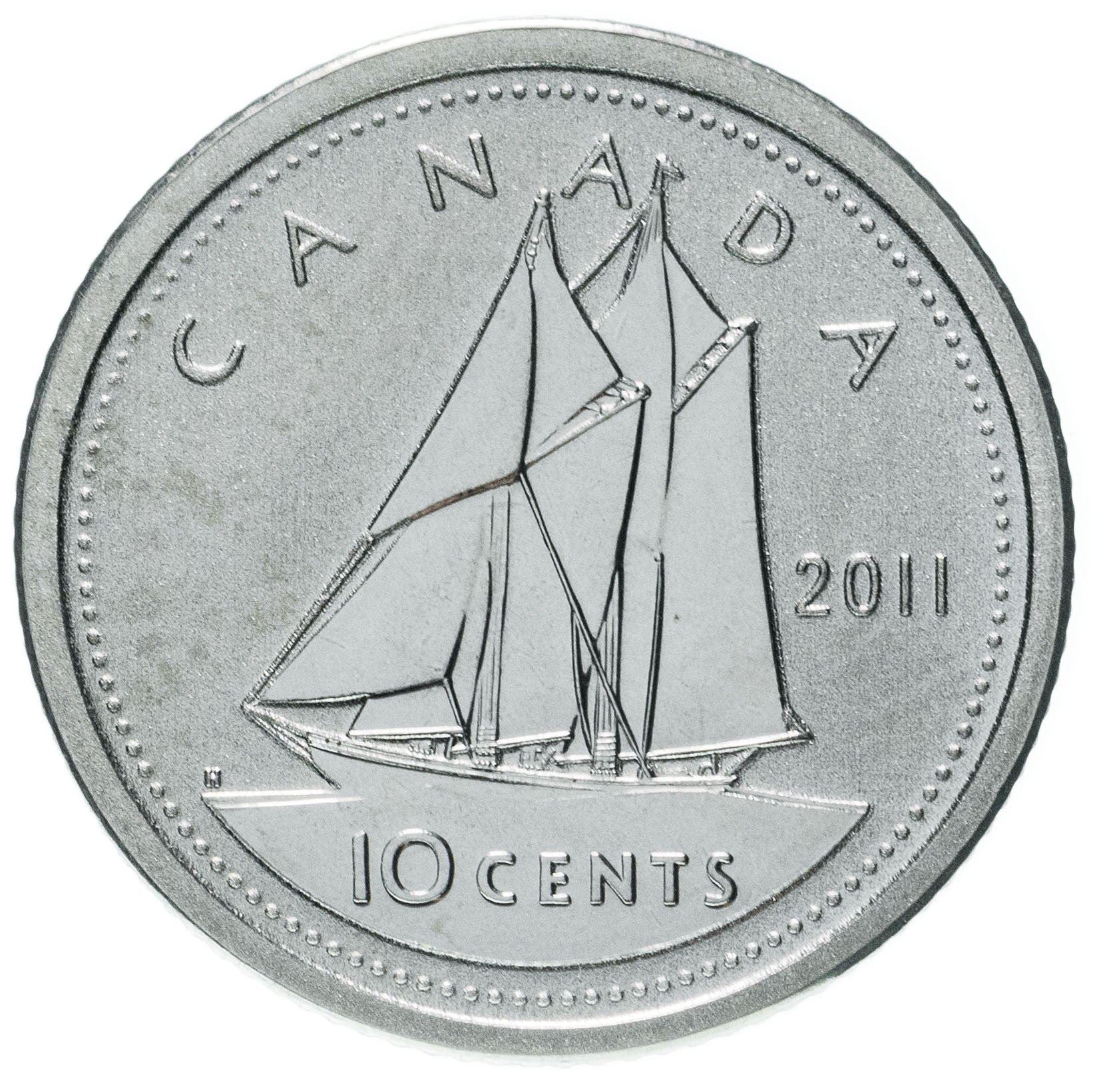 Canada Coin Canadian 10 Cents | Queen Elizabeth II | Bluenose Racing Ship | KM492 | 2003 - 2021