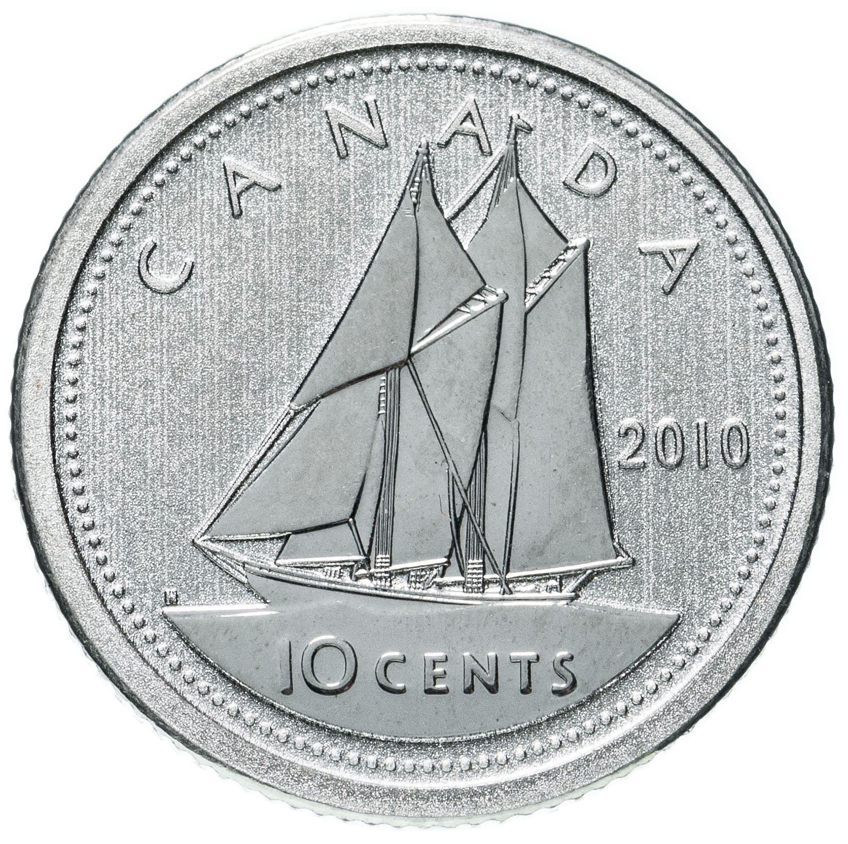 Canada Coin Canadian 10 Cents | Queen Elizabeth II | Bluenose Racing Ship | KM492 | 2003 - 2021