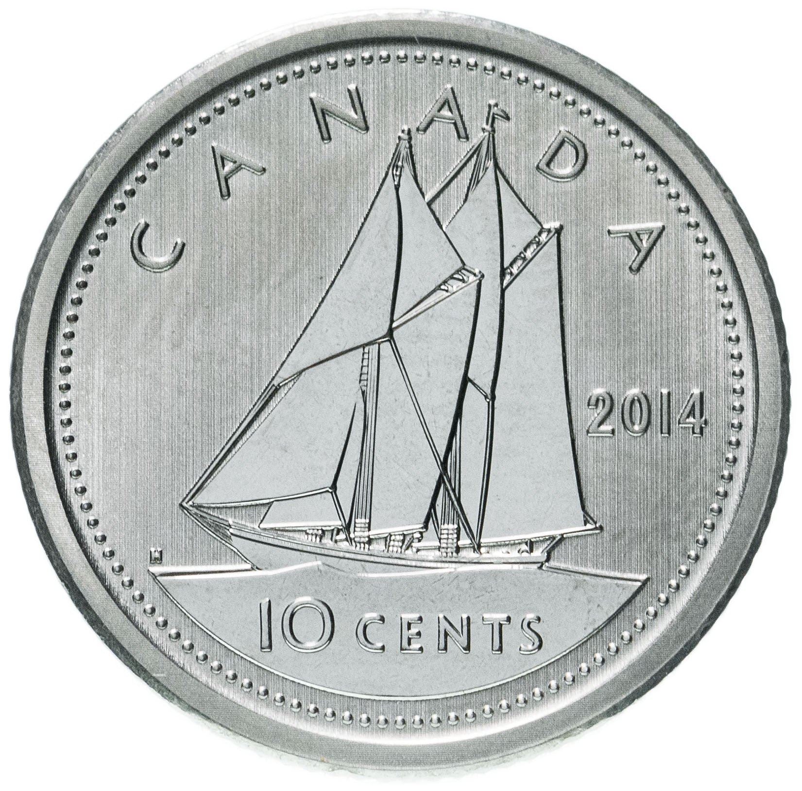 Canada Coin Canadian 10 Cents | Queen Elizabeth II | Bluenose Racing Ship | KM492 | 2003 - 2021