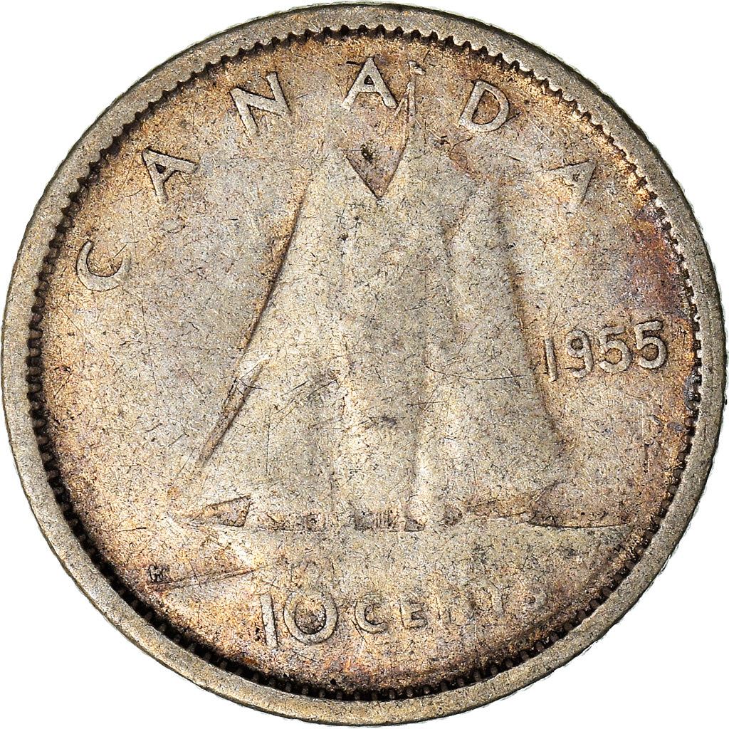 Canada Coin Canadian 10 Cents | Queen Elizabeth II | Bluenose Racing Ship | KM51 | 1953 - 1964