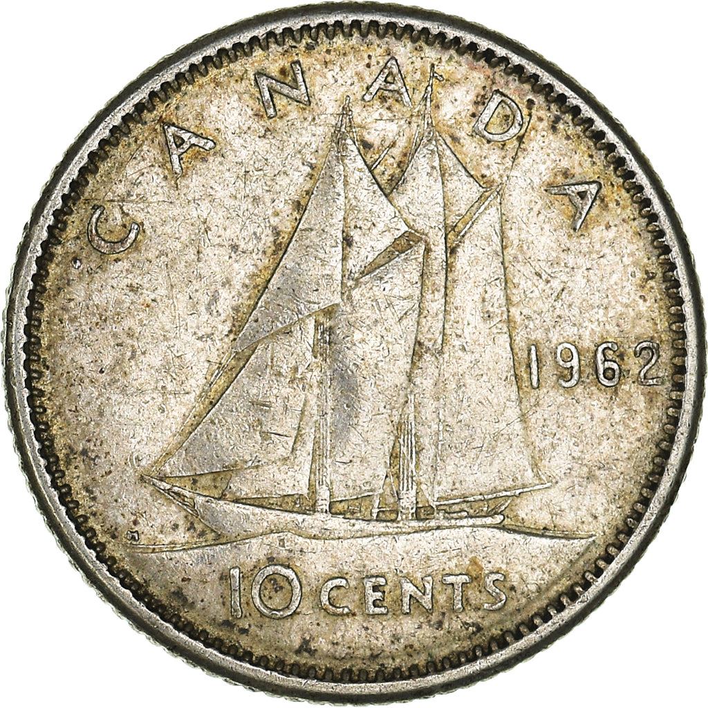 Canada Coin Canadian 10 Cents | Queen Elizabeth II | Bluenose Racing Ship | KM51 | 1953 - 1964