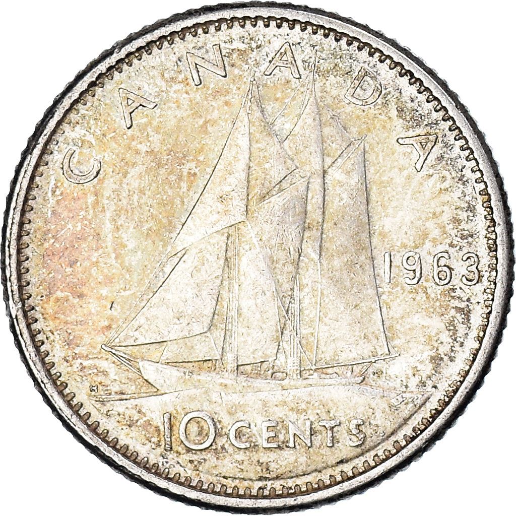 Canada Coin Canadian 10 Cents | Queen Elizabeth II | Bluenose Racing Ship | KM51 | 1953 - 1964