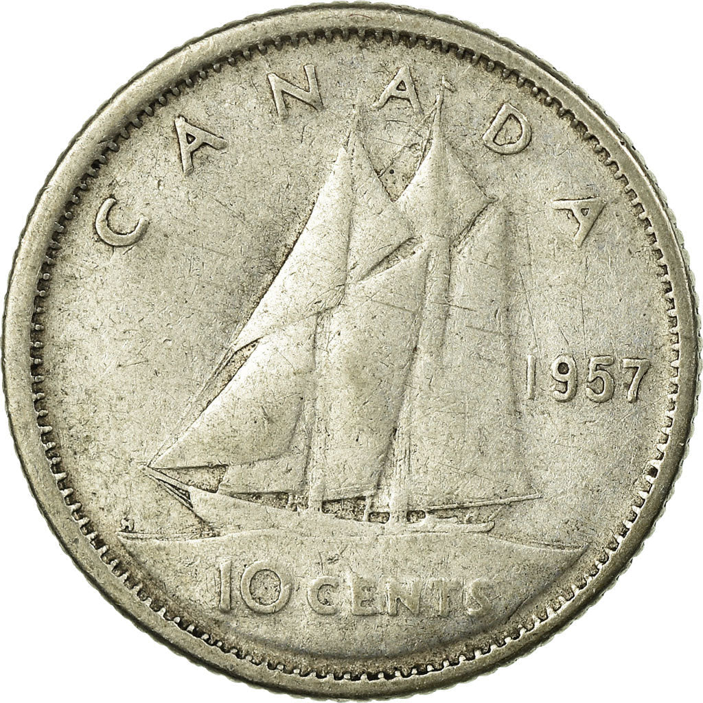 Canada Coin Canadian 10 Cents | Queen Elizabeth II | Bluenose Racing Ship | KM51 | 1953 - 1964