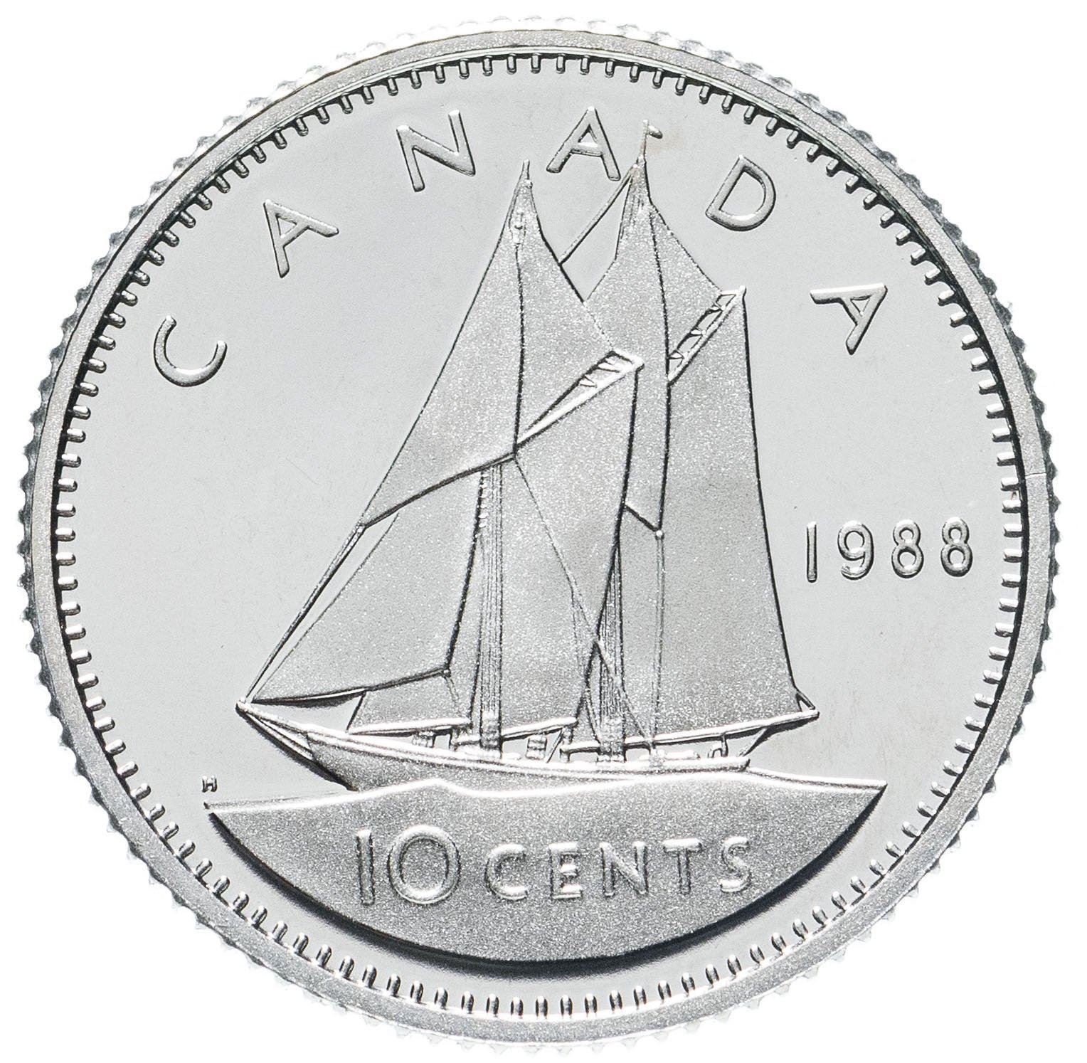 Canada Coin Canadian 10 Cents | Queen Elizabeth II | Bluenose Racing Ship | KM77 | 1969 - 1989