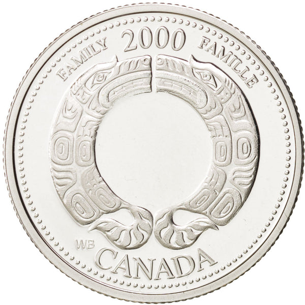 Canada Coin Canadian 25 Cents | Queen Elizabeth II | Family | Wolve | KM375 | 2000