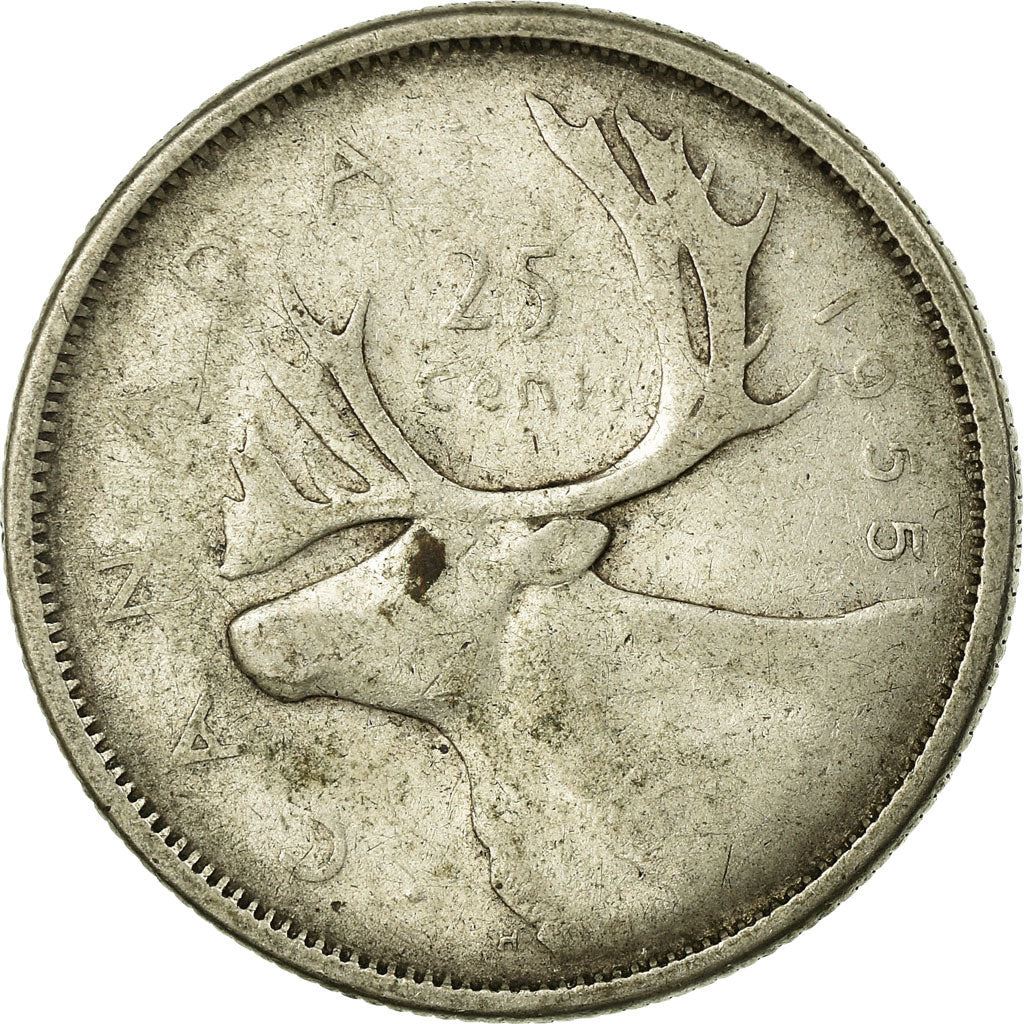 Canada Coin Canadian 25 Cents | Queen Elizabeth II | Raindeer | KM52 | 1953 - 1964