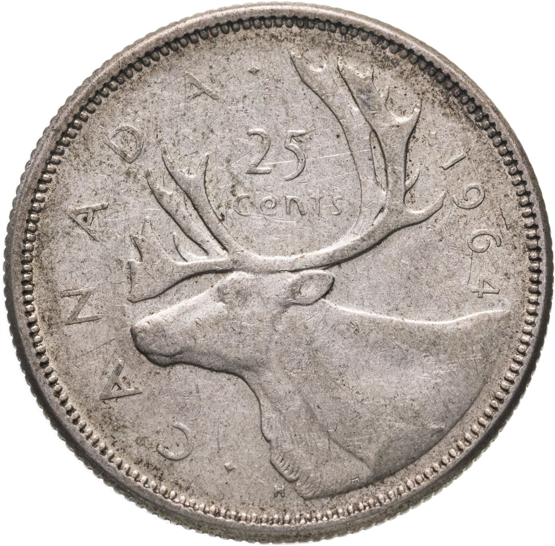 Canada Coin Canadian 25 Cents | Queen Elizabeth II | Raindeer | KM52 | 1953 - 1964