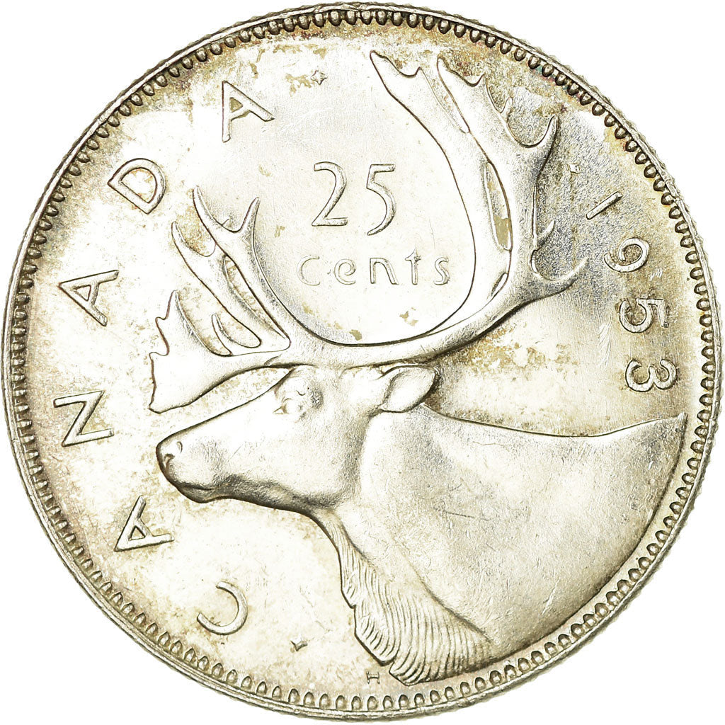 Canada Coin Canadian 25 Cents | Queen Elizabeth II | Raindeer | KM52 | 1953 - 1964