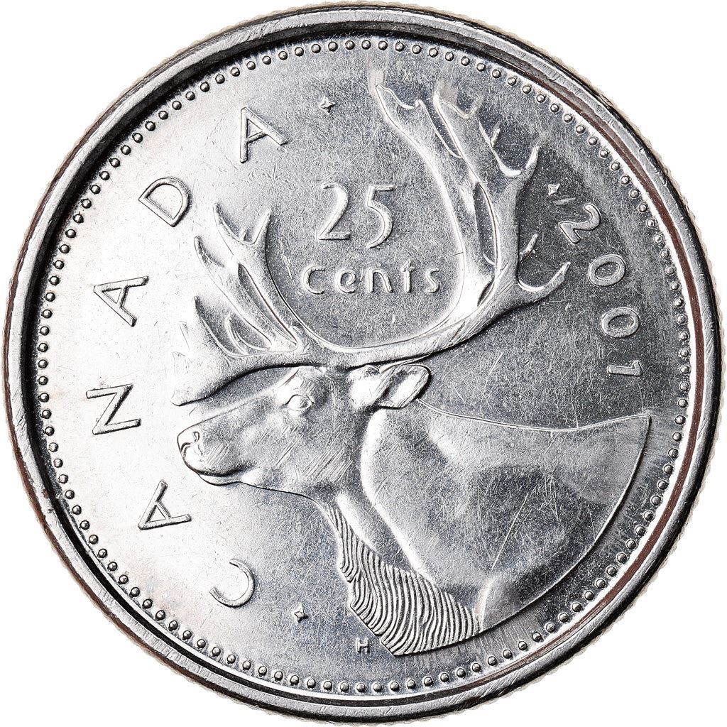 Canada Coin Canadian 25 Cents | Queen Elizabeth II | Reindeer | KM184b | 1999 - 2003