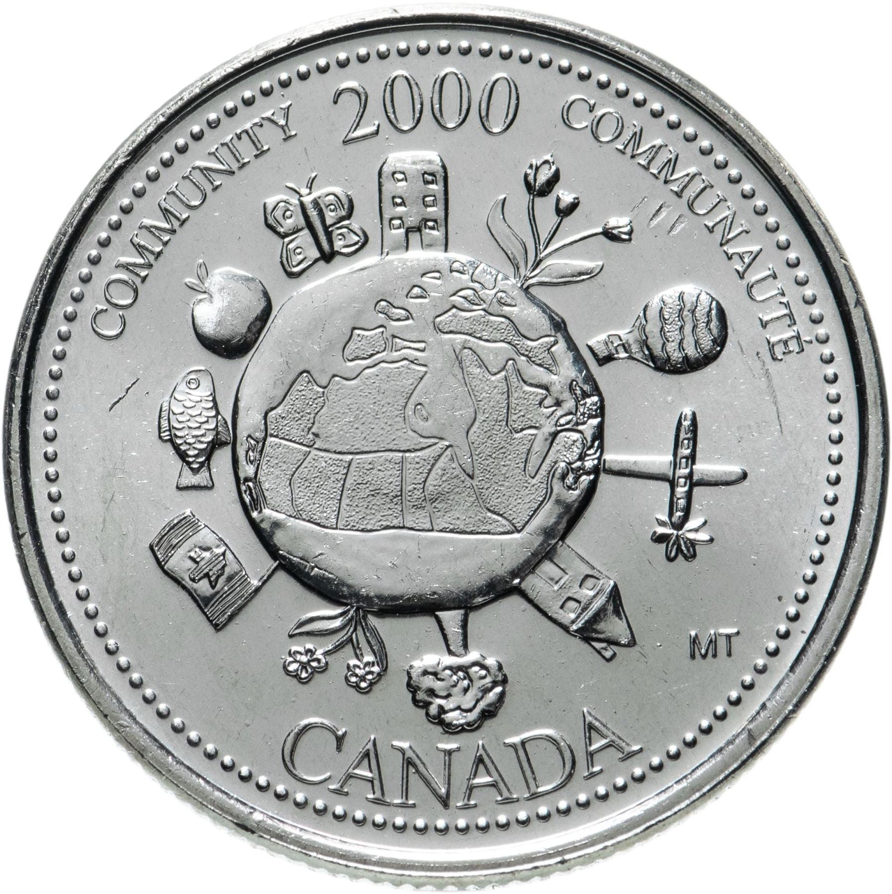 Canada Coin Canadian 25 Cents | Queen Elizabeth II | Reindeer | KM184b | 1999 - 2003