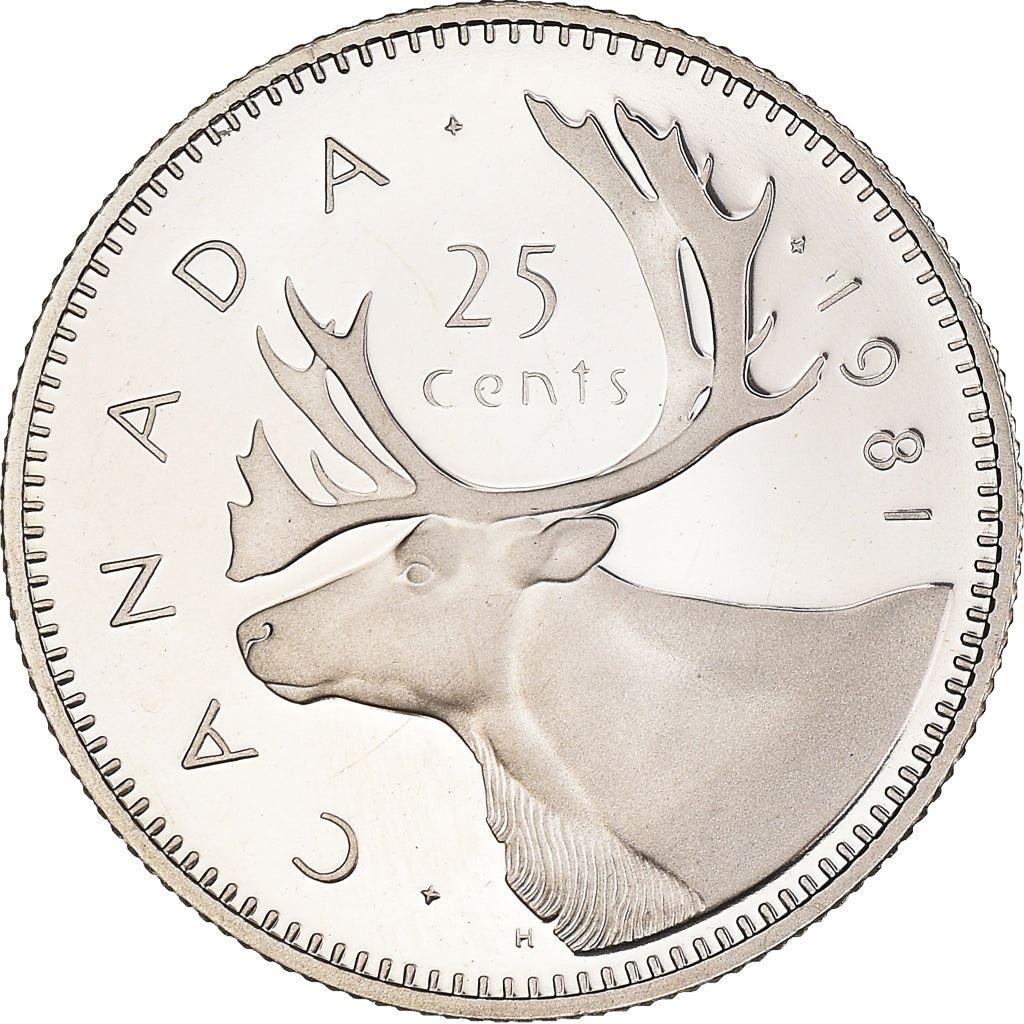 Canada Coin Canadian 25 Cents | Queen Elizabeth II | Reindeer | KM74 | 1979 - 1989