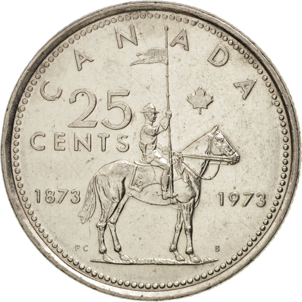 Canada Coin Canadian 25 Cents | Queen Elizabeth II | Royal Mounted Police | KM81 | 1973