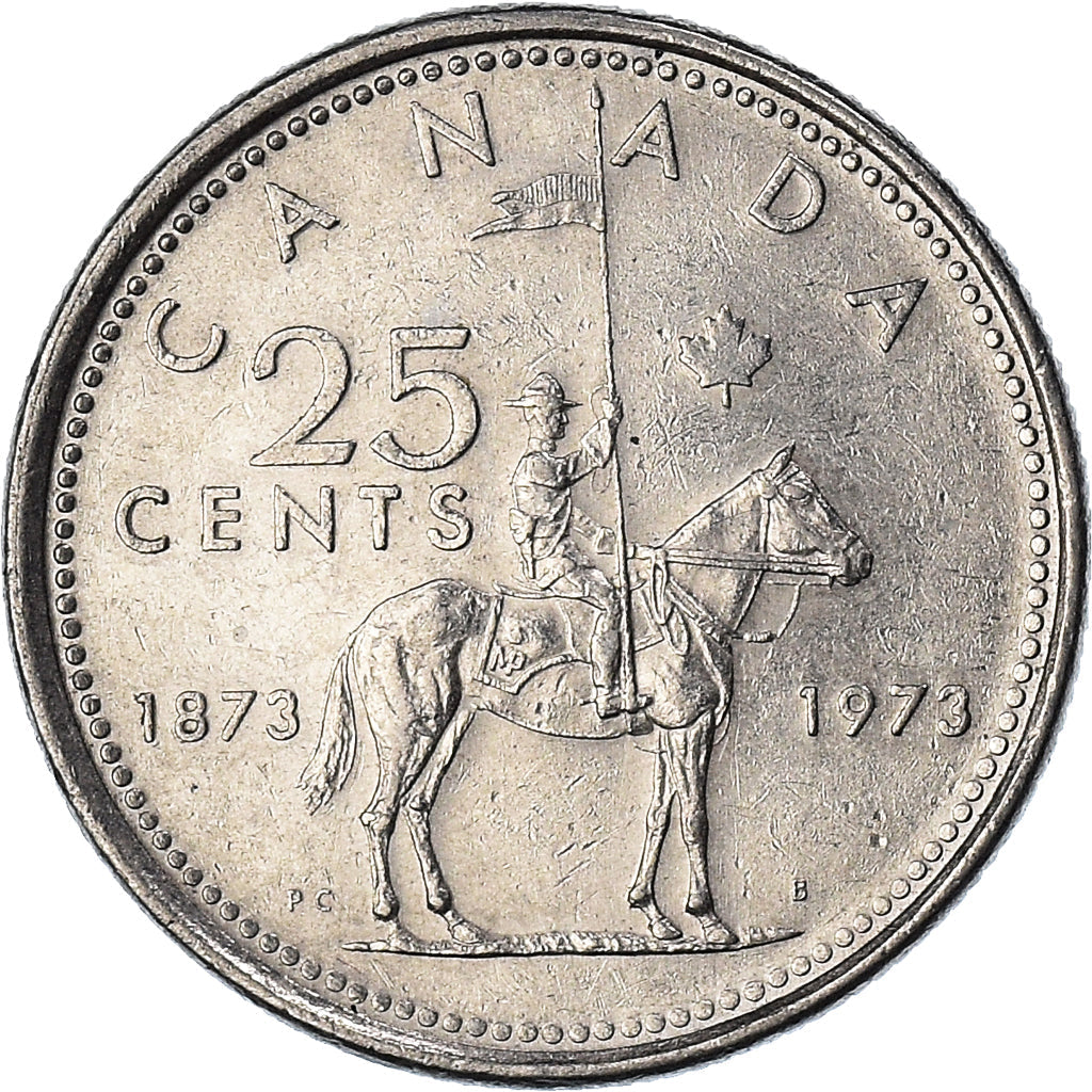 Canada Coin Canadian 25 Cents | Queen Elizabeth II | Royal Mounted Police | KM81 | 1973