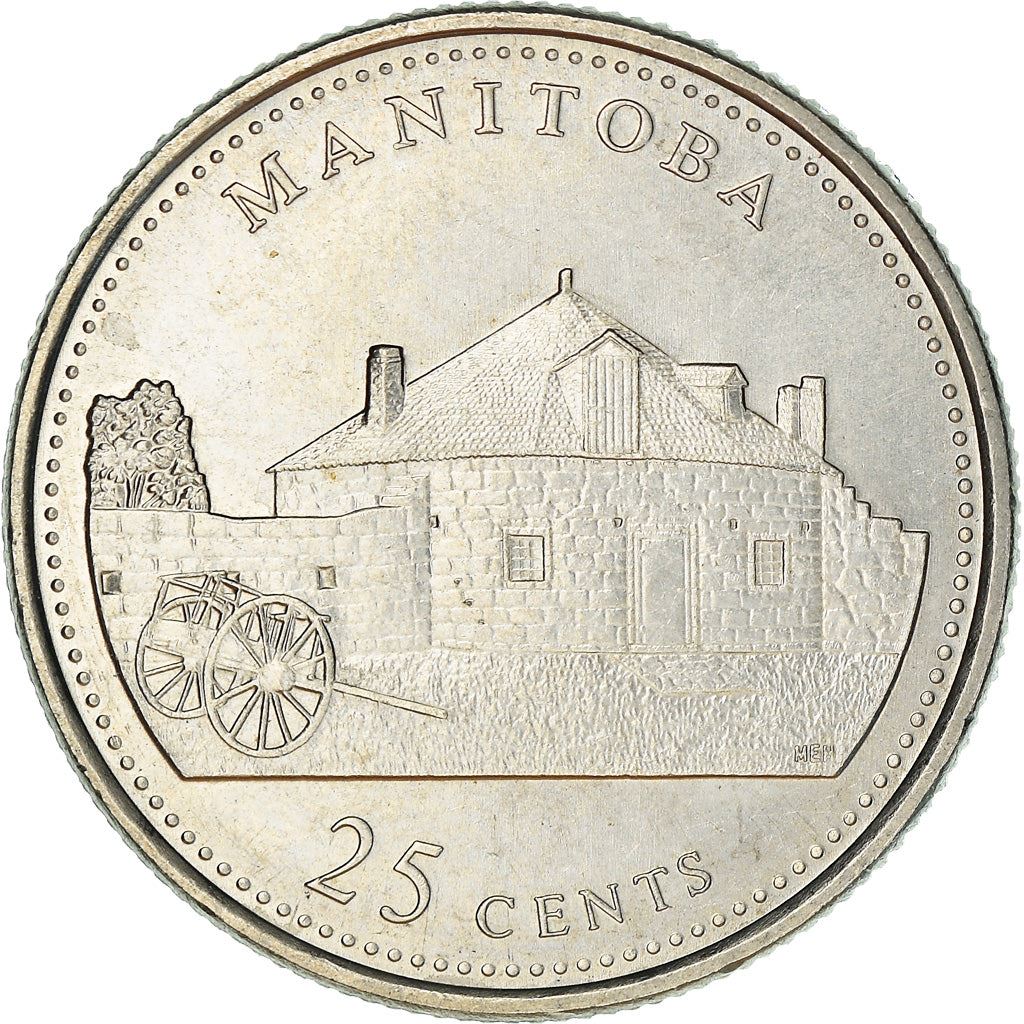 Canada Coin Canadian 25 Cents | Queen Elizabeth II | Southwest Bastion | Lower Fort Garry | KM214 | 1992