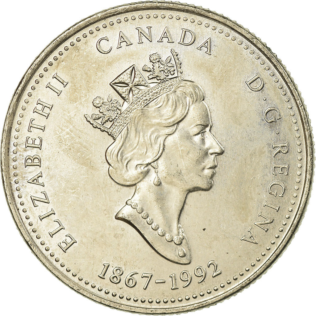 Canada Coin Canadian 25 Cents | Queen Elizabeth II | Southwest Bastion | Lower Fort Garry | KM214 | 1992