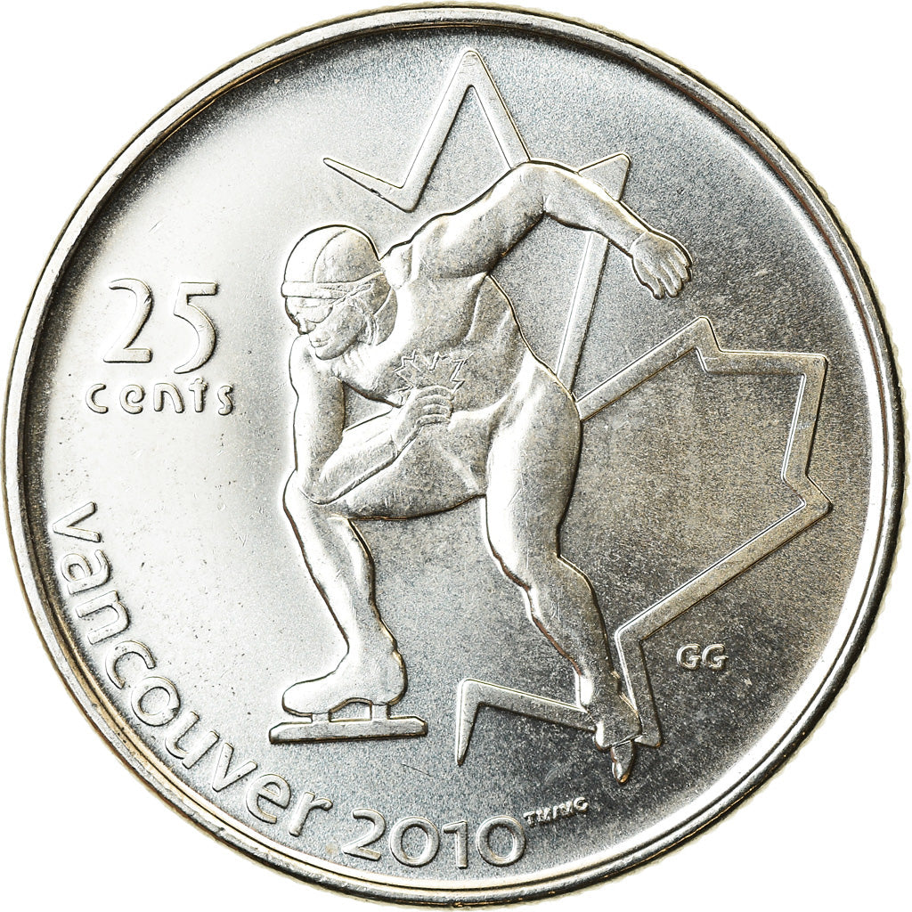 Canada Coin Canadian 25 Cents | Queen Elizabeth II | Speed Skating | KM842 | 2009