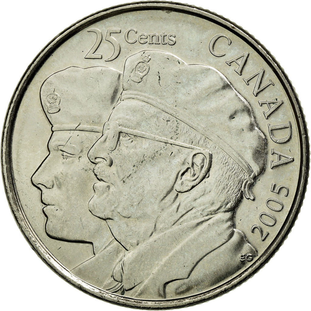 Canada Coin Canadian 25 Cents | Queen Elizabeth II | Year of the Veteran | KM535 | 2005