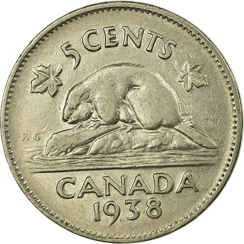 Canada Coin Canadian 5 Cents | King George VI | Beaver | Maple Leave | KM33 | 1937 - 1942