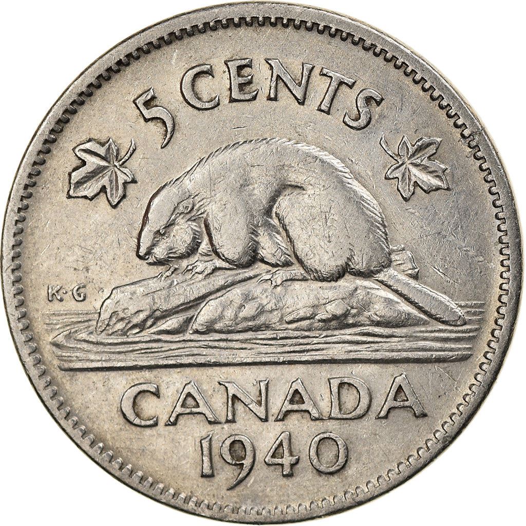 Canada Coin Canadian 5 Cents | King George VI | Beaver | Maple Leave | KM33 | 1937 - 1942