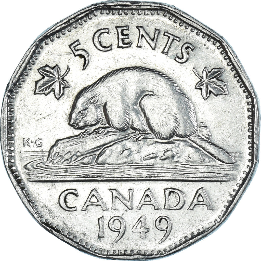 Canada Coin Canadian 5 Cents | King George VI | Beaver | Maple Leave | KM42 | 1948 - 1950