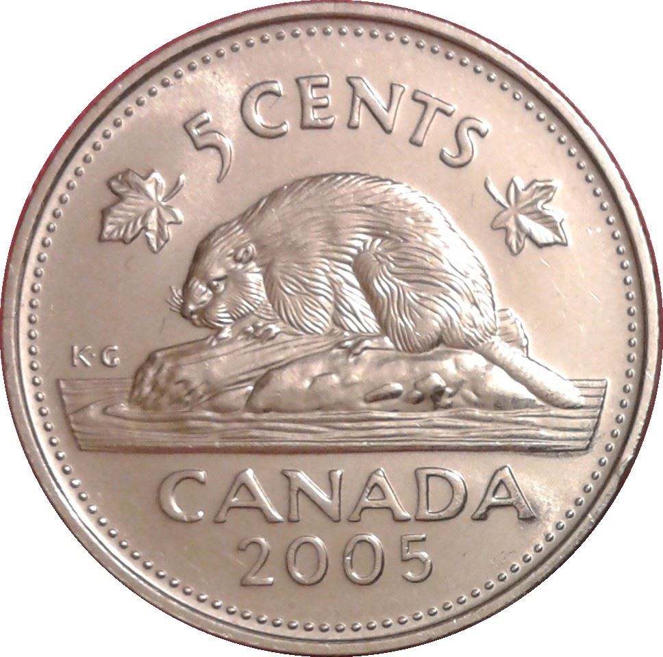 Canada Coin Canadian 5 Cents | Queen Elizabeth II | Beaver | Maple Leave | KM491 | 2003 - 2021