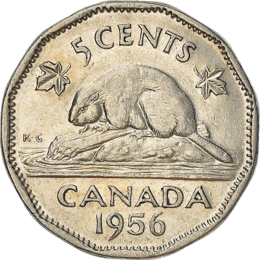 Canada Coin Canadian 5 Cents | Queen Elizabeth II | Beaver | Maple Leave | KM50a | 1955 - 1962