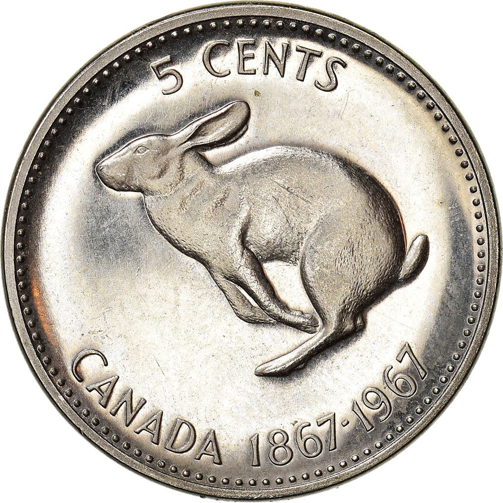 Canada Coin Canadian 5 Cents | Queen Elizabeth II | Rabbit | KM66 | 1967