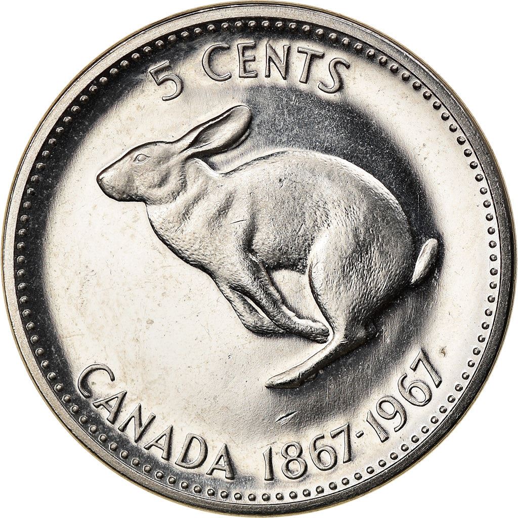 Canada Coin Canadian 5 Cents | Queen Elizabeth II | Rabbit | KM66 | 1967