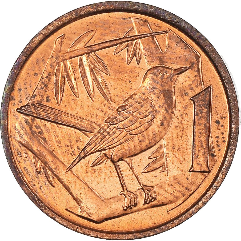 Cayman Islands | 1 Cent Coin | Grand Cayman Thrush | Elizabeth II | Km:87 | 1987 - 1990