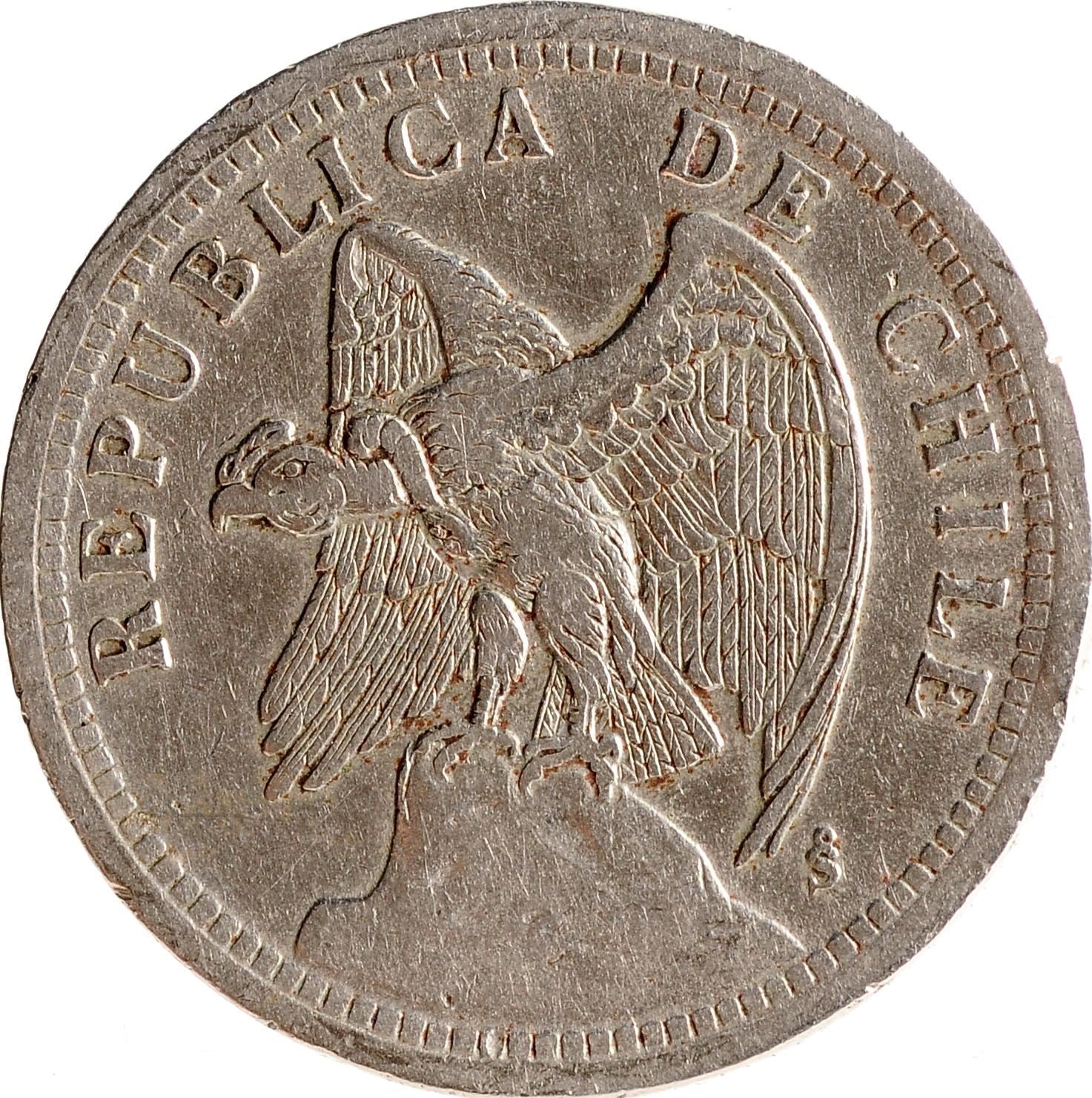 Chile | 1 Peso Coin | Andean Condor on Rock | KM176 | 1933 - 1940